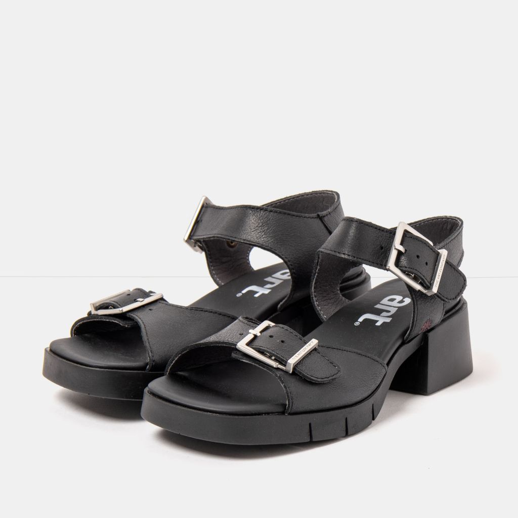 ART VARSOVIA-BLACK BUCKLE SANDALS - Shoe Market NYC
