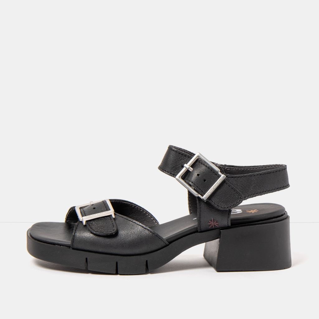 ART VARSOVIA-BLACK BUCKLE SANDALS - Shoe Market NYC