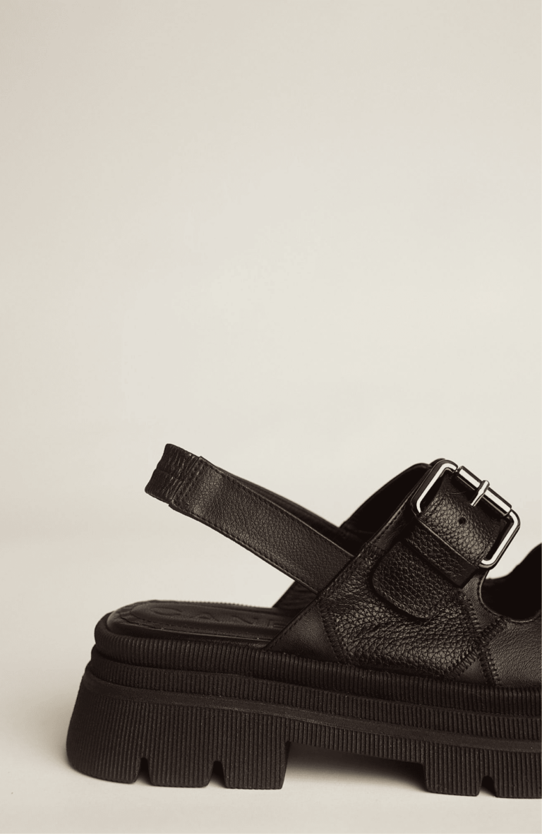 CANELLA SANDALIAS PATCH BLACK LEATHER SANDALS - Shoe Market NYC