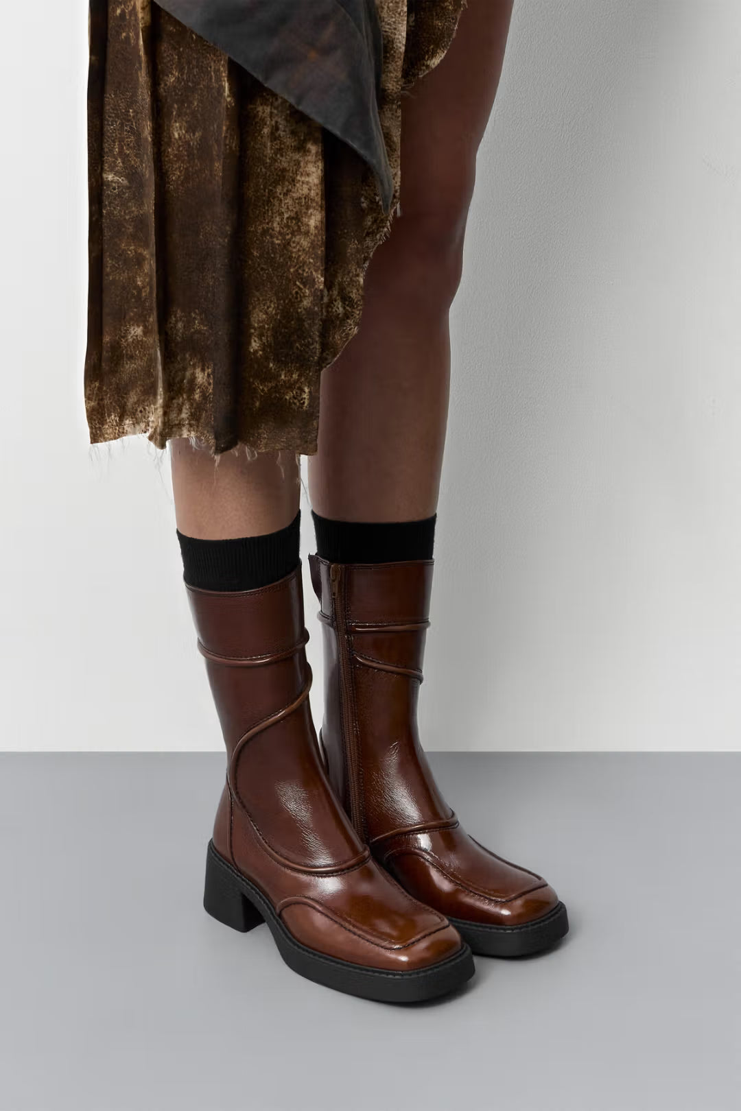 MIISTA Malene Tan and Black Ankle Boots