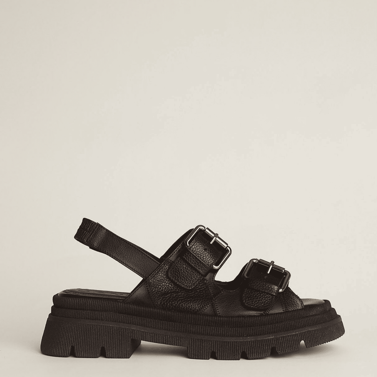 CANELLA SANDALIAS PATCH BLACK LEATHER SANDALS - Shoe Market NYC