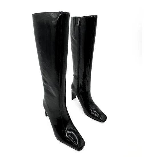 AMIE RAFA MISHEL BLACK PAT HIGH BOOTS