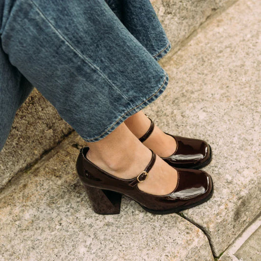 JACKIE PUMP BROWN PAT - Shoe Market NYC