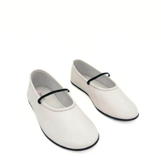 AMIE RAFA AMBER ELASTIC MARY JANE WHITE LEATHER