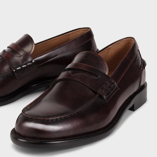 VAGABOND STEVEN LOAFER DARK RED POLISHED LEATHER - Shoe Market NYC