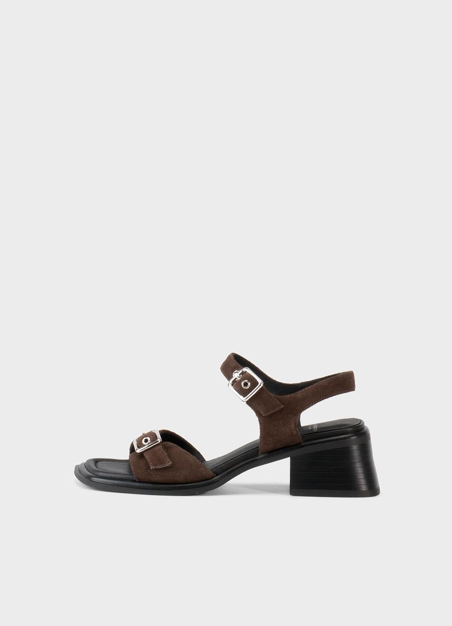 VAGABOND INES SANDAL FRONT BUCKLE BROWN SUEDE