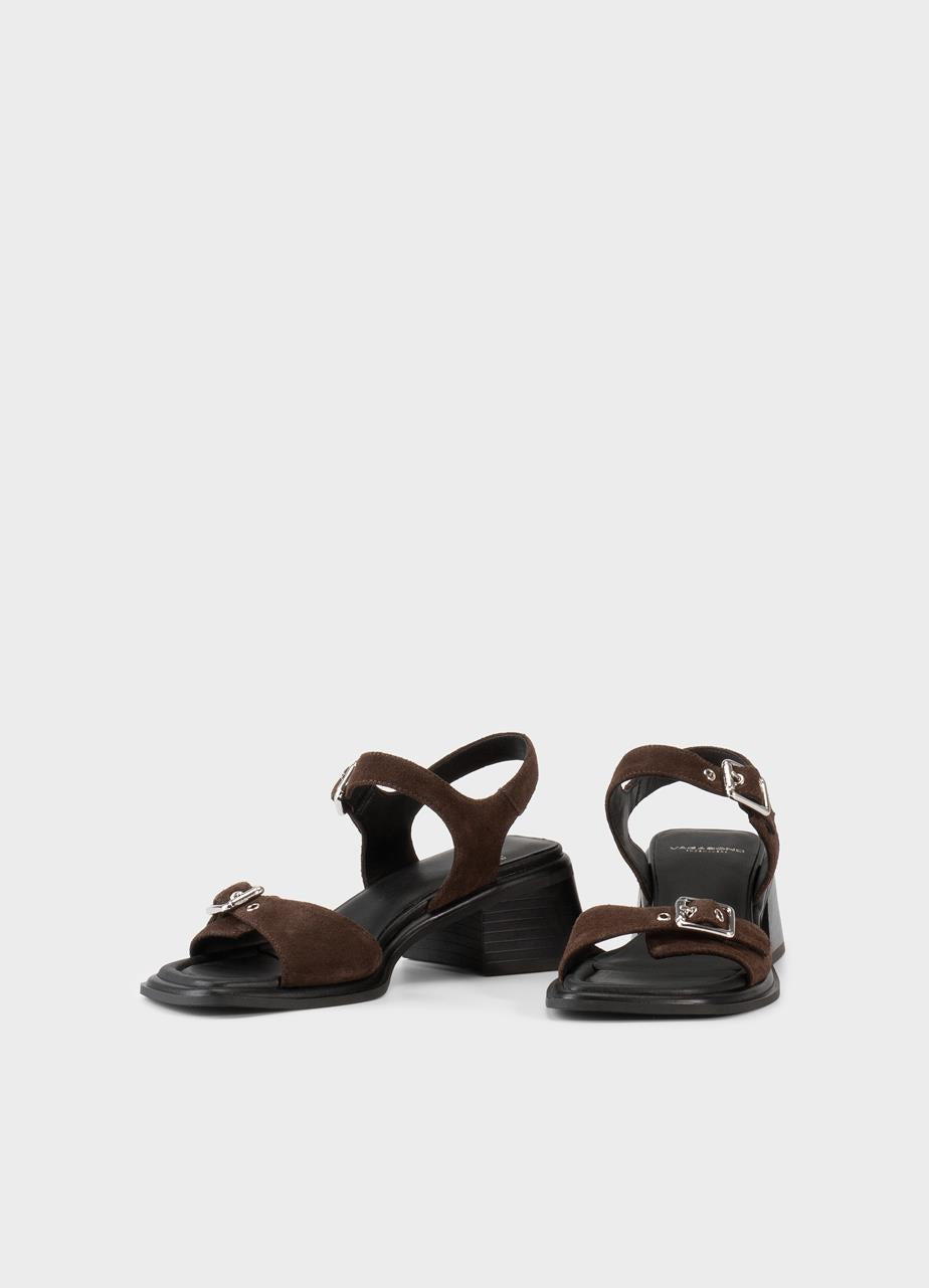 VAGABOND INES SANDAL FRONT BUCKLE BROWN SUEDE