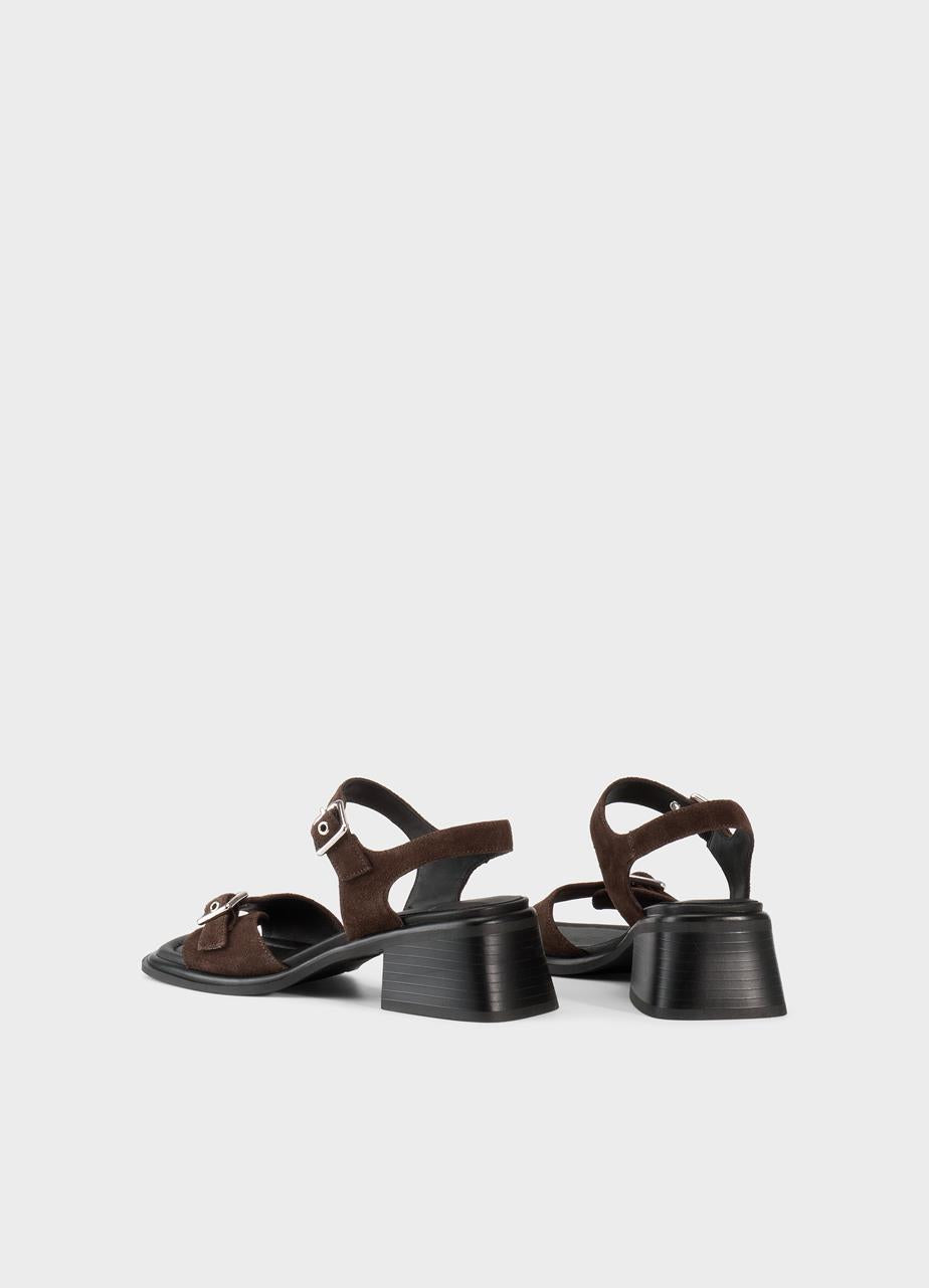 VAGABOND INES SANDAL FRONT BUCKLE BROWN SUEDE