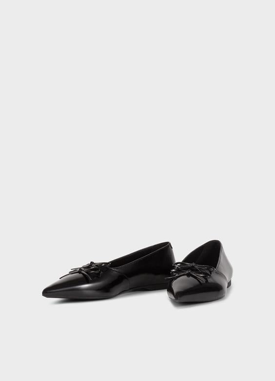 VAGABOND HERMINE DOUBLE BOW-BLACK PATENT FLATS