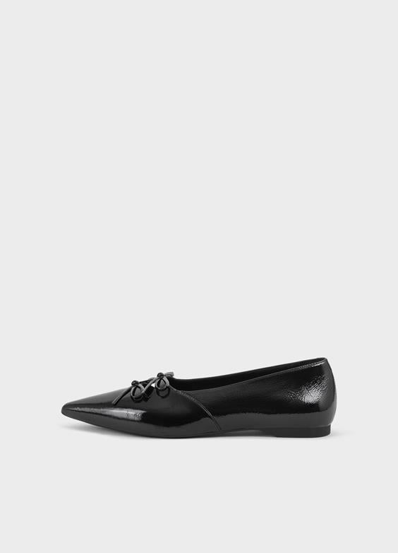 VAGABOND HERMINE DOUBLE BOW-BLACK PATENT FLATS