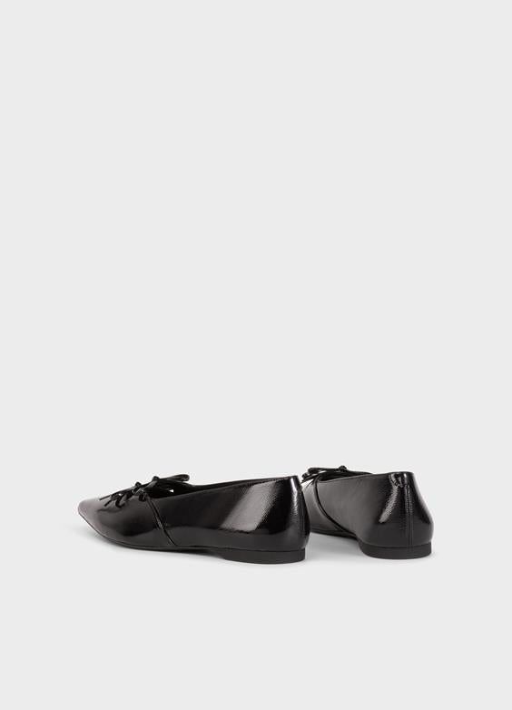 VAGABOND HERMINE DOUBLE BOW-BLACK PATENT FLATS