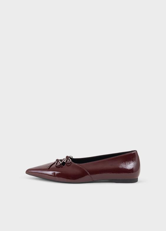 VAGABOND HERMINE DOUBLE BOW-PATENT CHERRY FLATS