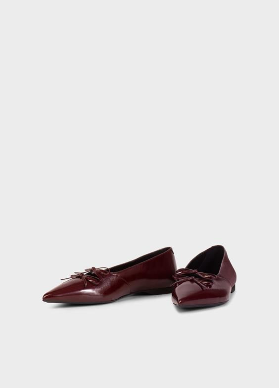 VAGABOND HERMINE DOUBLE BOW-PATENT CHERRY FLATS