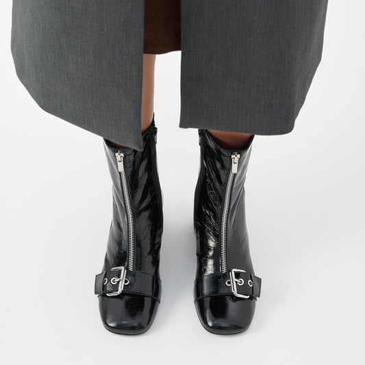 VAGABOND LIVIA-BUCKLE BOOT BLACK PATENT
