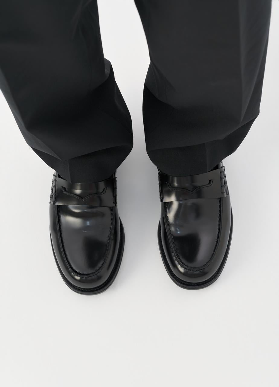 VAGABOND STEVEN LOAFERS BLACK POLISH LEATHER - Shoe Market NYC