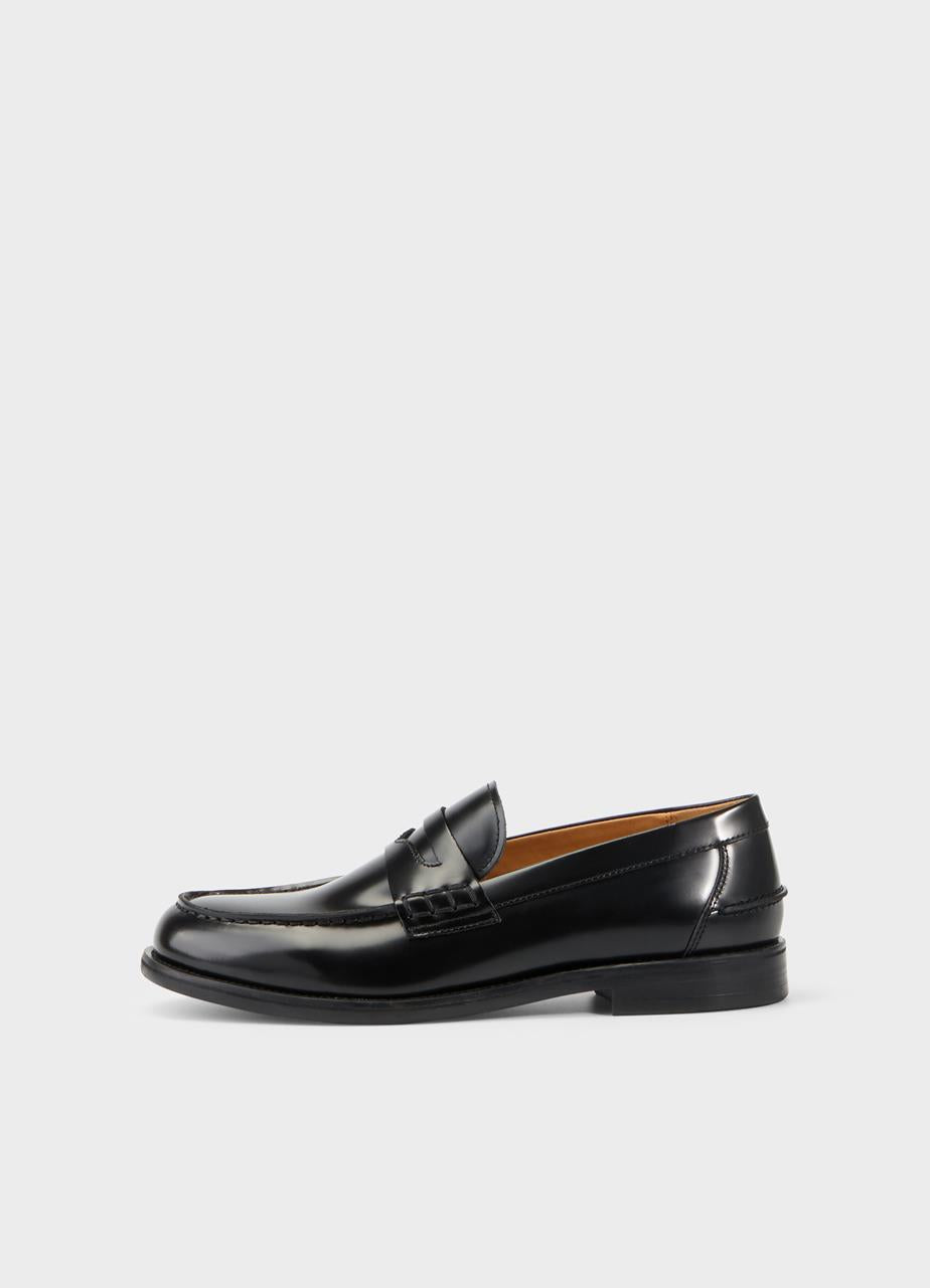 VAGABOND STEVEN LOAFERS BLACK POLISH LEATHER - Shoe Market NYC