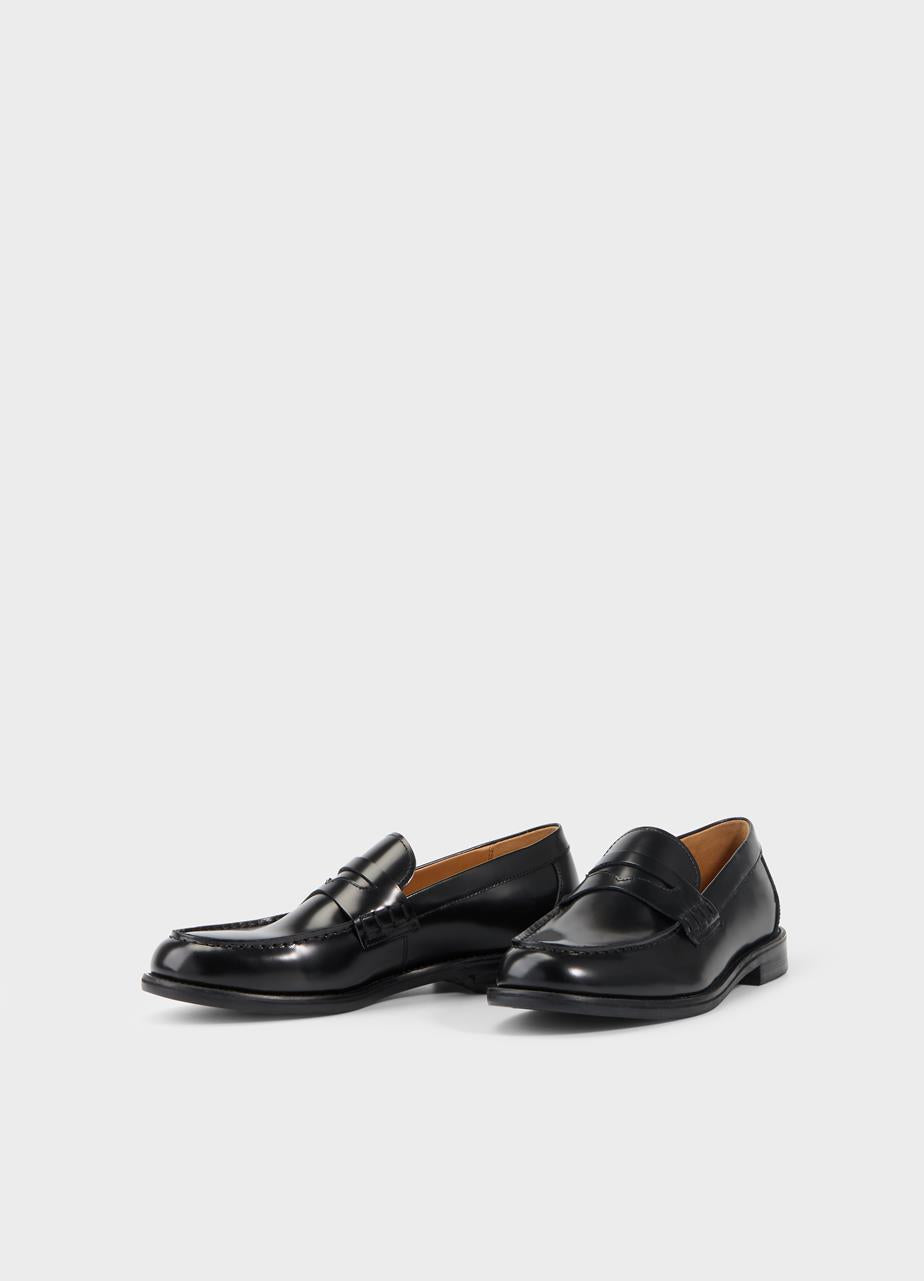 VAGABOND STEVEN LOAFERS BLACK POLISH LEATHER - Shoe Market NYC