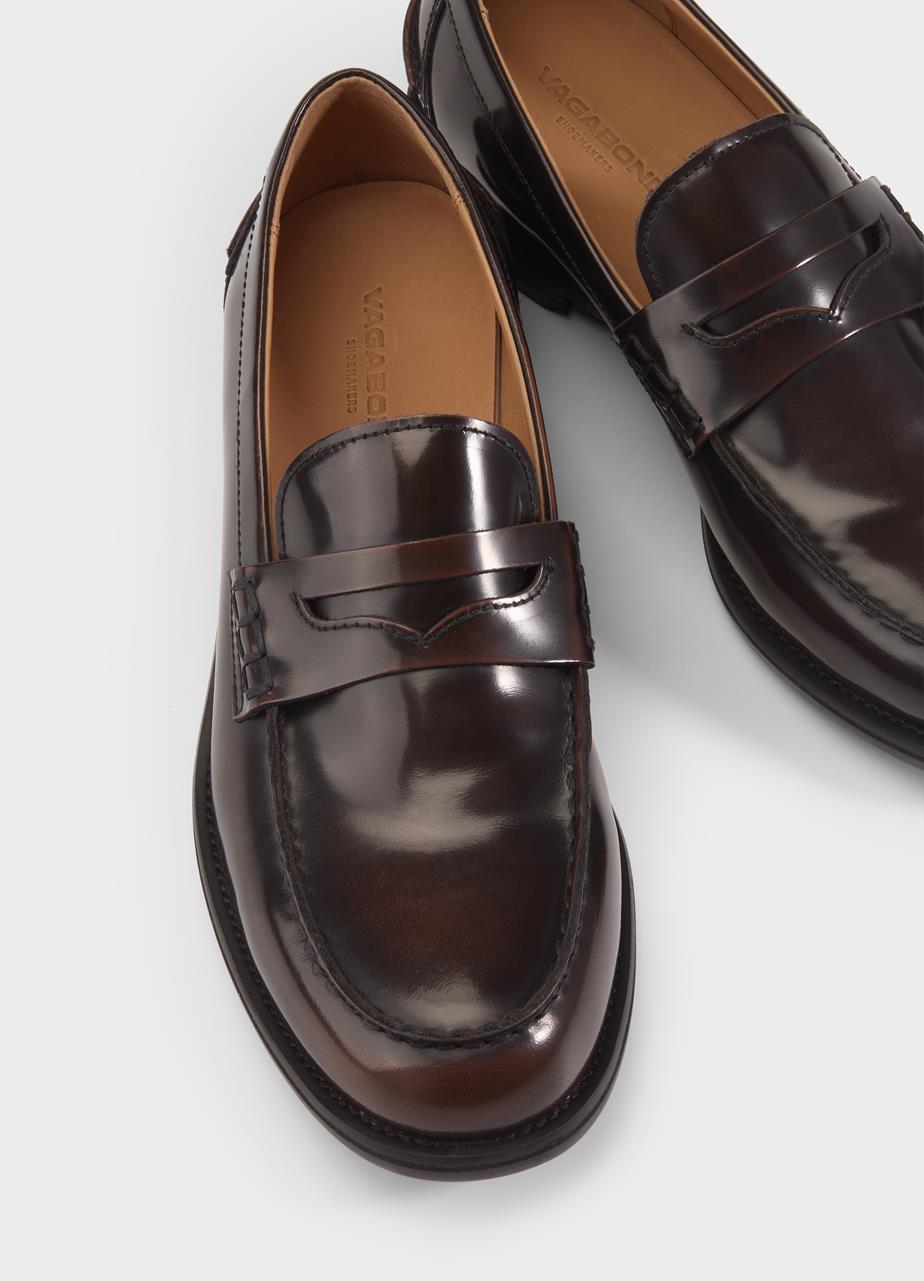 VAGABOND STEVEN LOAFER- DARK BROWN POLISHED LEATHER - Shoe Market NYC