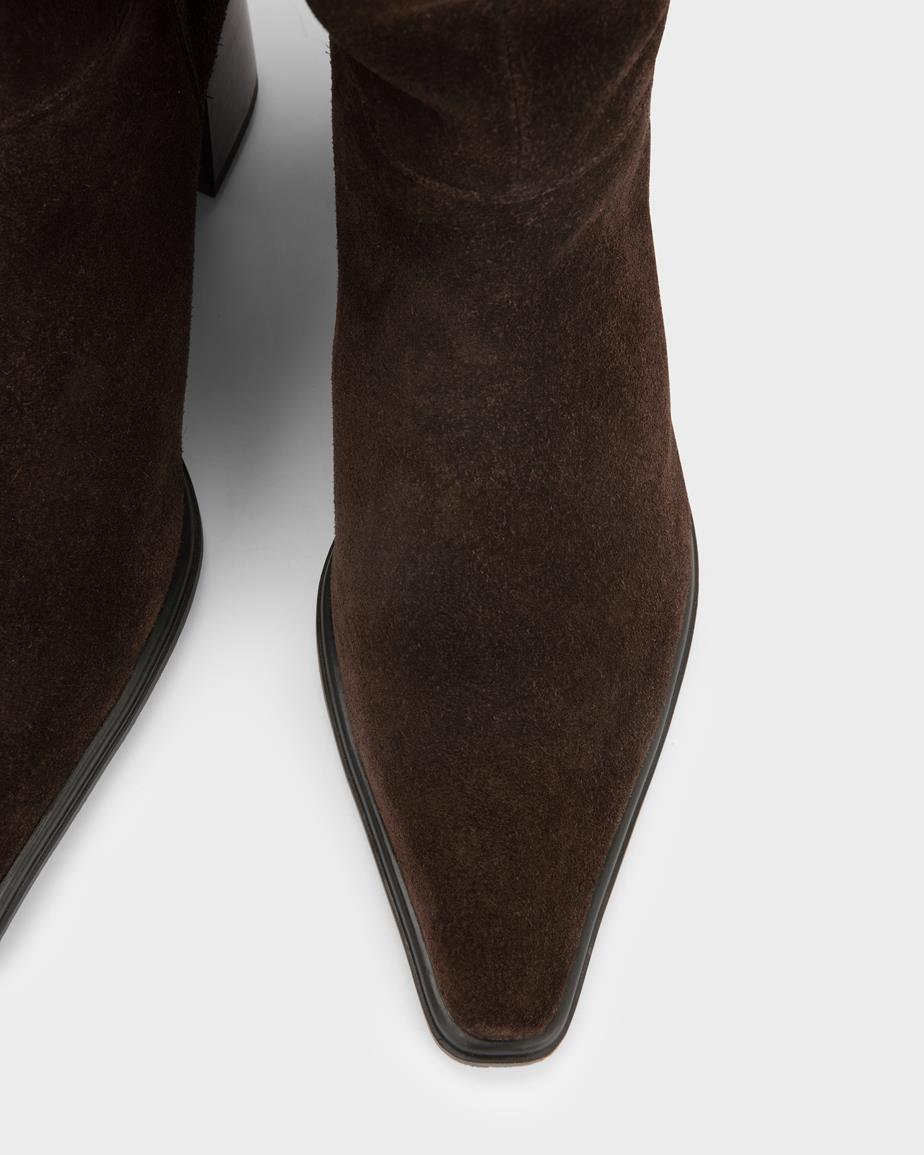 Giselle Slouch booties in dark brown suede