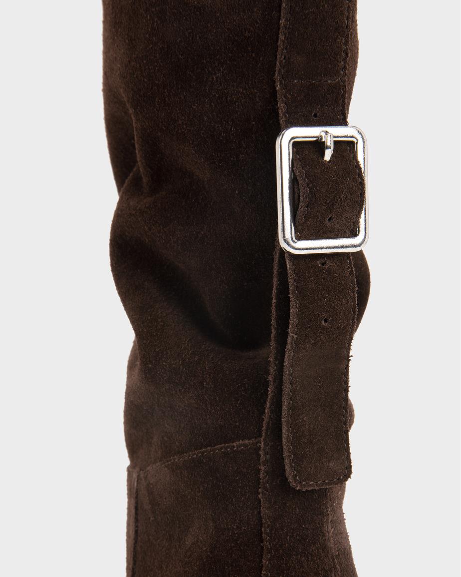 Giselle Slouch booties in dark brown suede