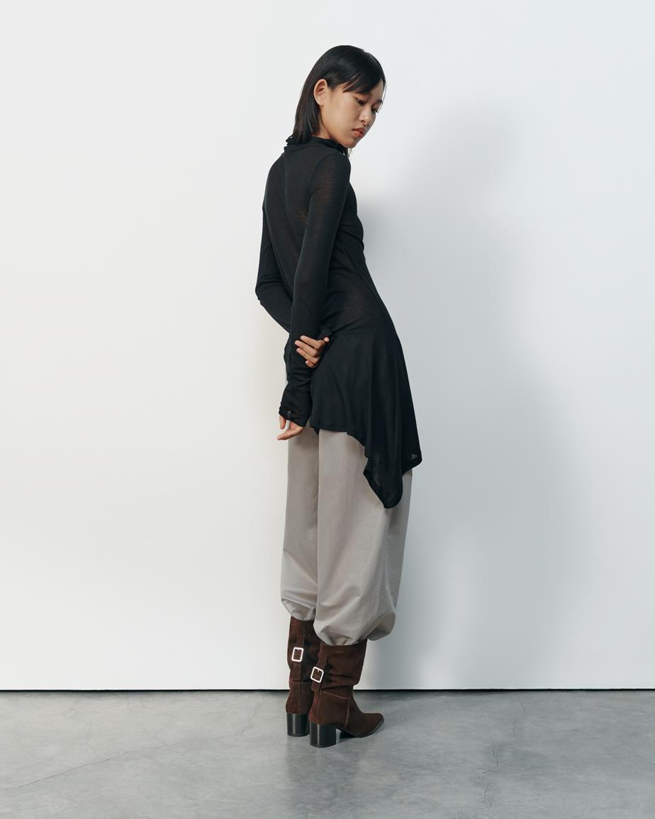 Giselle Slouch booties in dark brown suede