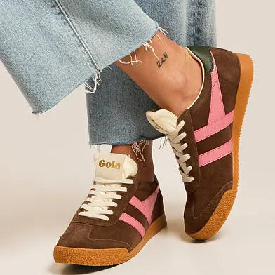 GOLA WOMEN'S ELAN SNEAKERS DK BROWN FLURO PINK