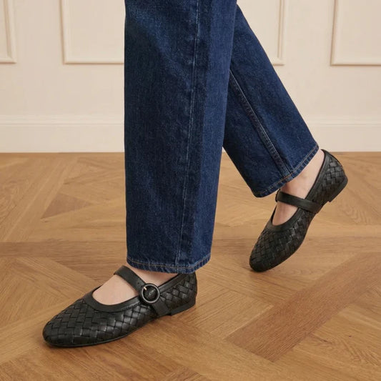 AMIE RAFA RENA WOVEN FLATS BLACK