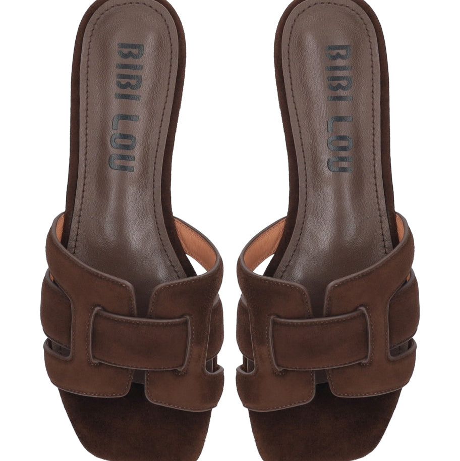 BIBI LOU HOLLY FLAT IN BROWN SUEDE