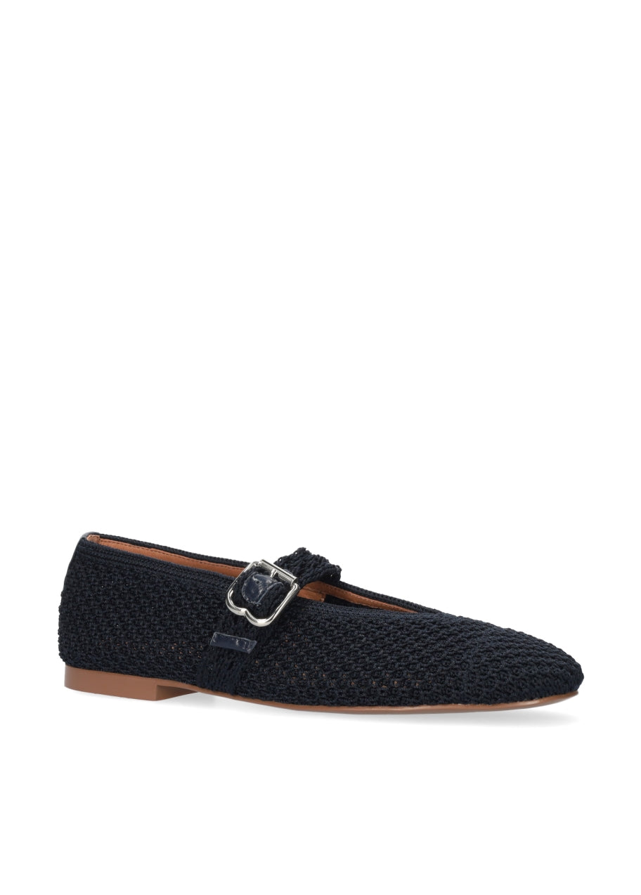 BIBI LOU ELANI WOVEN MARY JANES IN NAVY BLUE