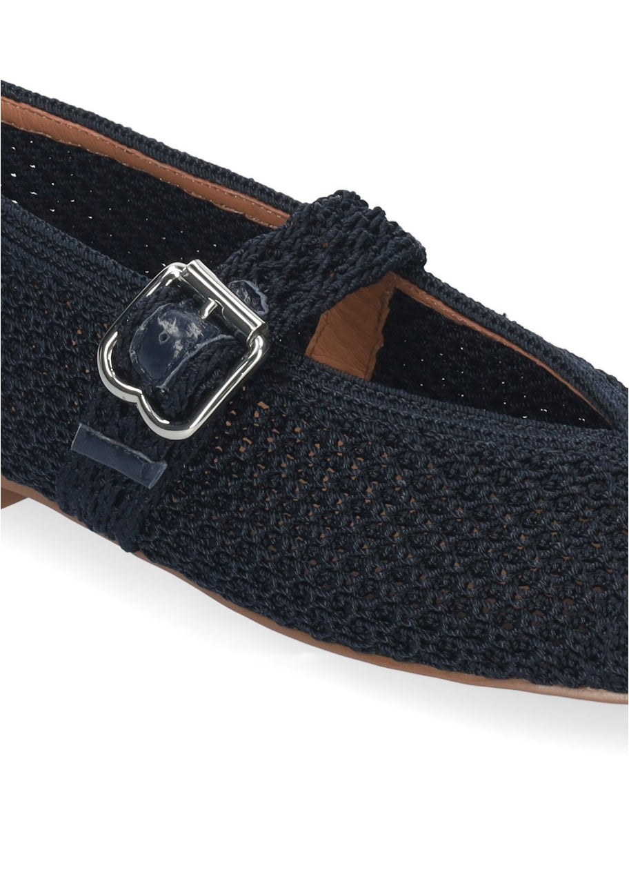 BIBI LOU ELANI WOVEN MARY JANES IN NAVY BLUE