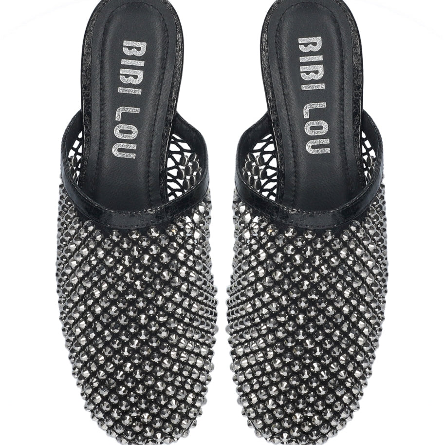 BIBI LOU JAY MULE-BLACK RHINESTONE