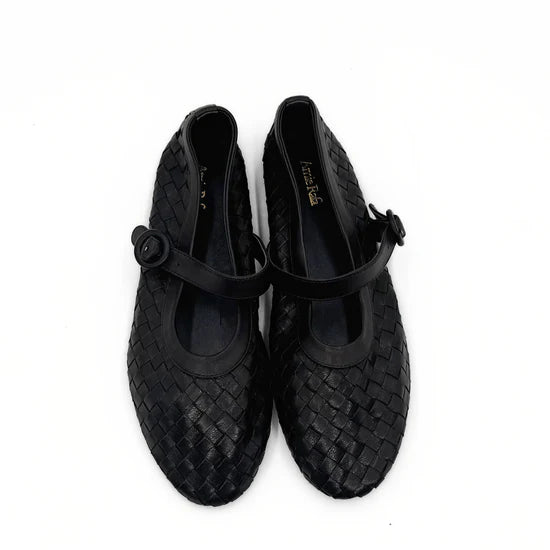 AMIE RAFA RENA WOVEN FLATS BLACK
