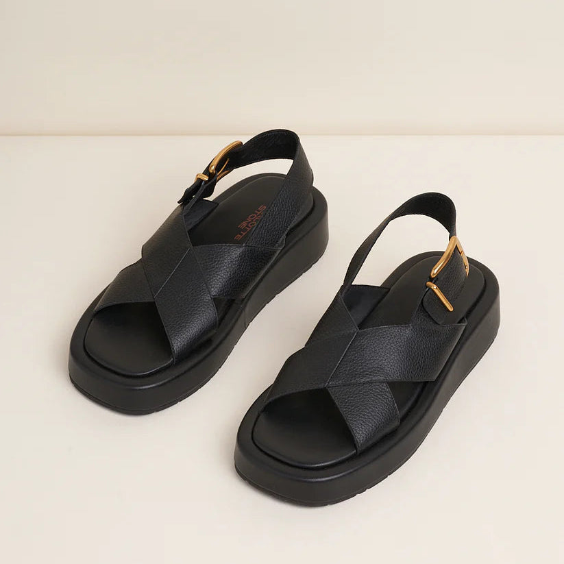 CHAROLETTE STONE ANTO SANDAL IN BLACK - Shoe Market NYC