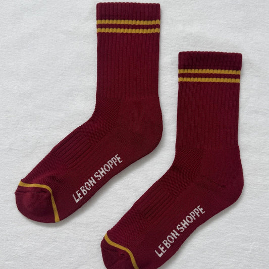 LEBON SHOPPE BOYFRIEND SOCKS CARDINAL - Shoe Market NYC