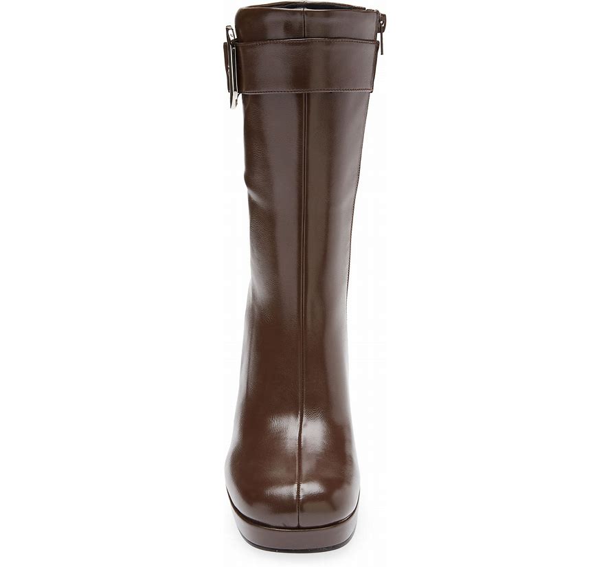 JEFFREY CAMPBELL BRATTY LOW BROWN HEELED BOOTS