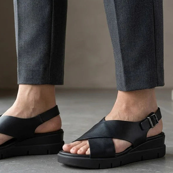 ERIC MICHAEL RAMONA CROSS SANDAL BLACK - Shoe Market NYC