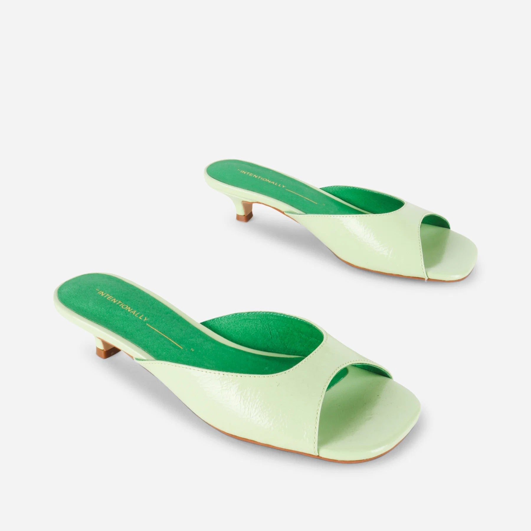 INTENTIONALY BLANK CEE SLIDES IN LIME - Shoe Market NYC