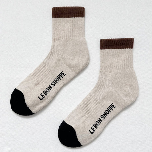 LEBON SHOPPE COLORBLOCK GIRLFRIEND SOCKS BLACK COFFEE