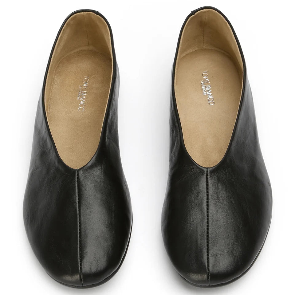 TONY BIANCO CUBA FLATS IN BLACK NAPPA