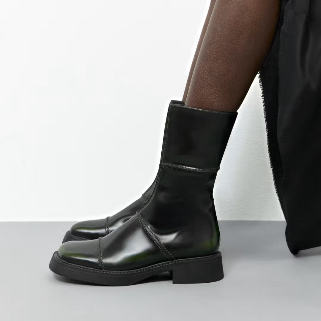 MIISTA Dahlia Khaki  Black Ankle Boots