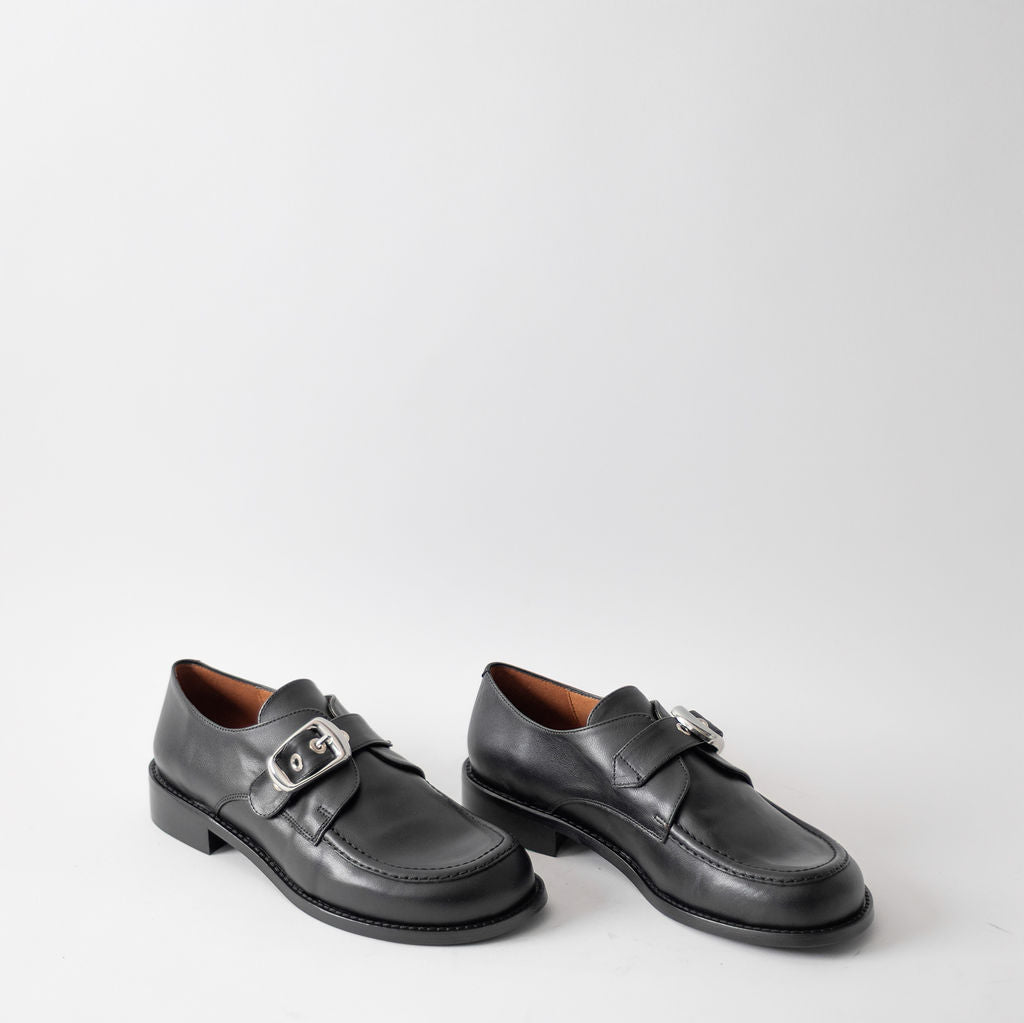 ANGEL ALACRON GISELLE MONK STRAP BLACK SHOES