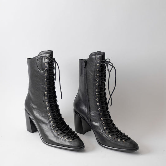 JEFFREY CAMPBELL ARCHILLE-2 BLACK LACE UP BOOTS