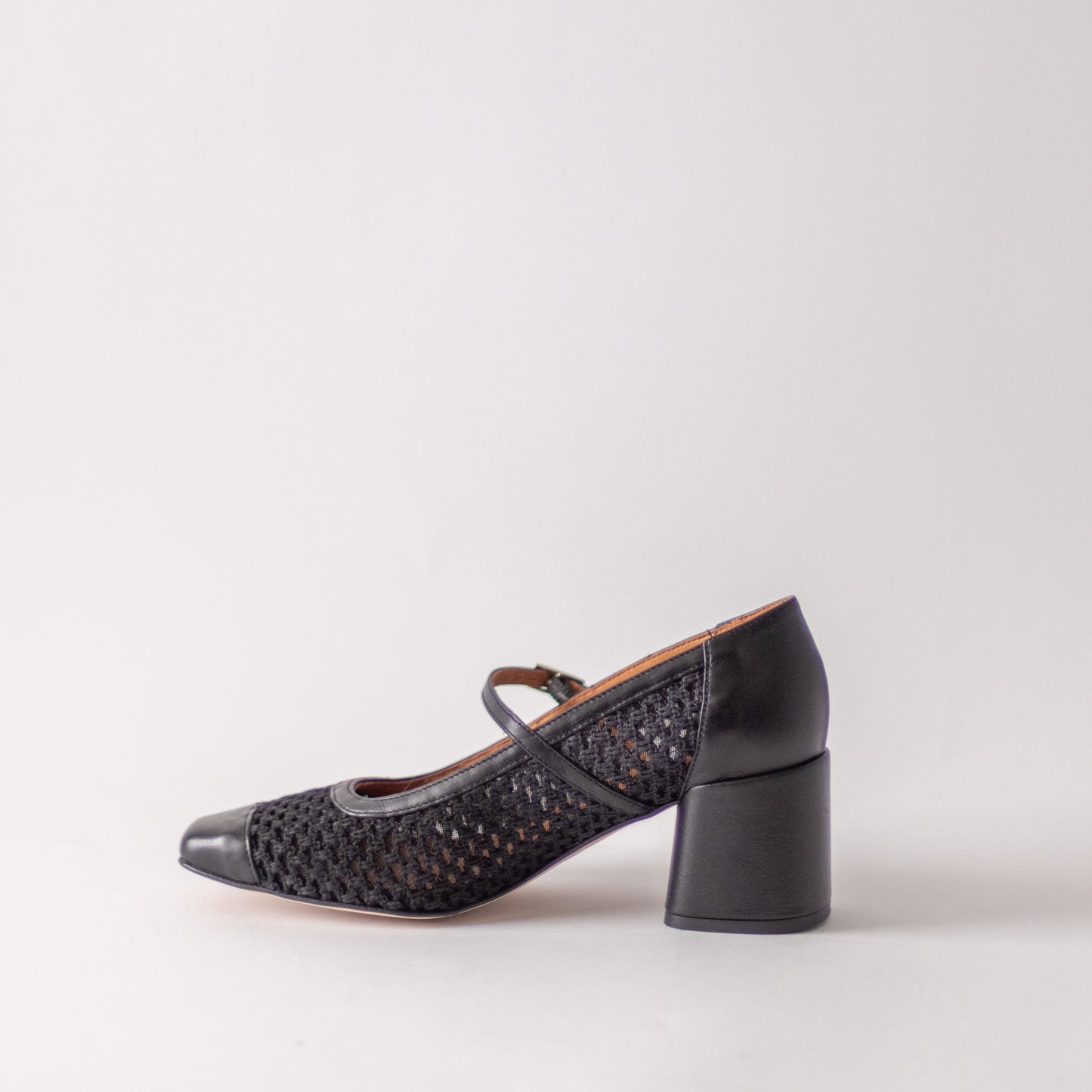 ANGEL ALACRON MELANIE -MESH MJ BLACK HEELS