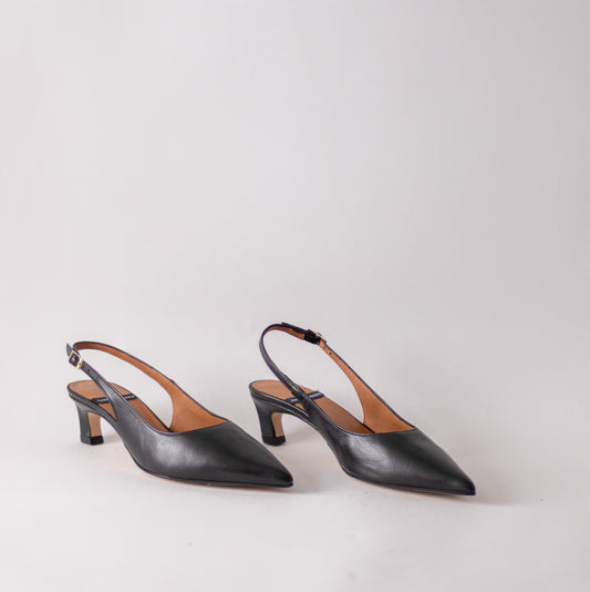 ANGEL ALACRON SUZANNE SLING BACK HEELS IN BLACK