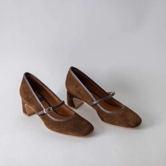 ANGEL ALACRON JACQUELINE MJ BROWN SUEDE HEELS
