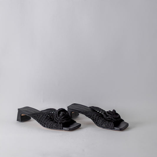 ANGEL ALCRON BENEDICTE CROCHET MULES IN BLACK