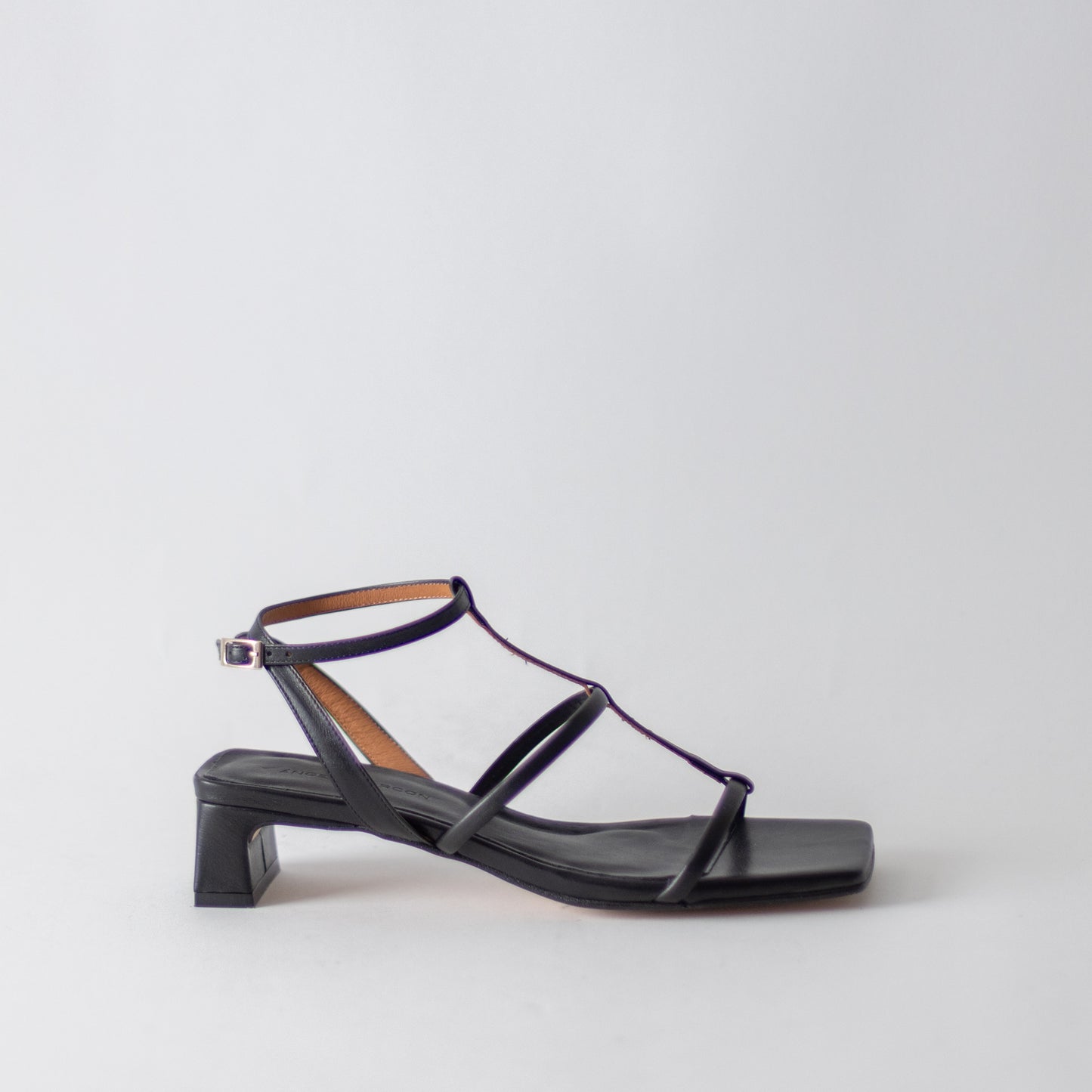 ANGEL ALACRON RACHEL LOW CAGE HEELS -BLACK