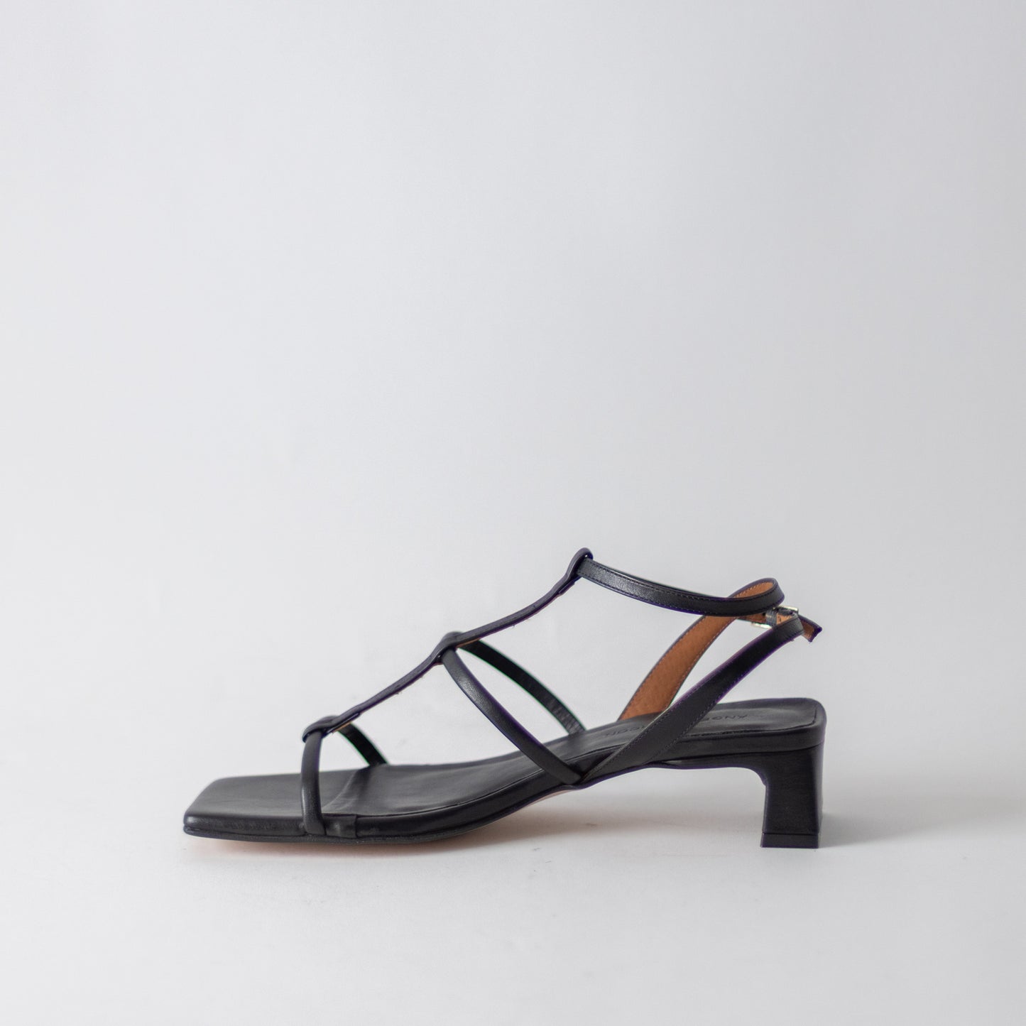 ANGEL ALACRON RACHEL LOW CAGE HEELS -BLACK