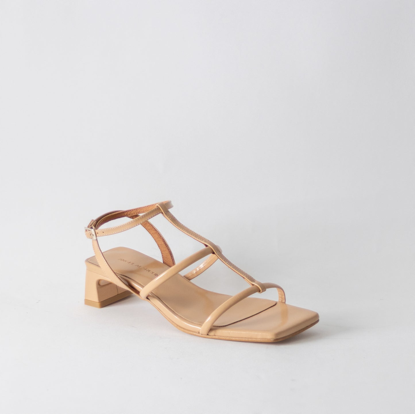 ANGEL ALACRON RACHEL LOW CAGE HEEL-ALMOND