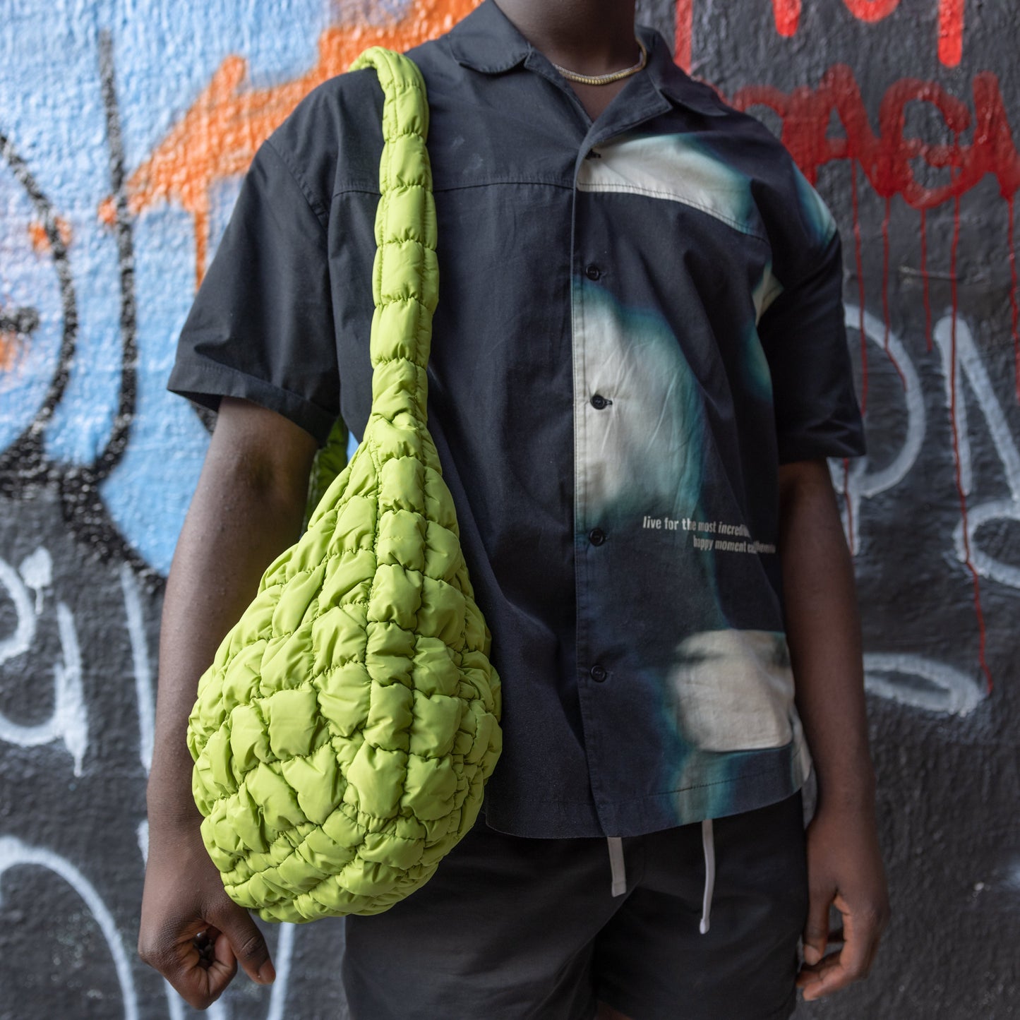 QUILTED LARGE CAPACITY HOBO GREEN